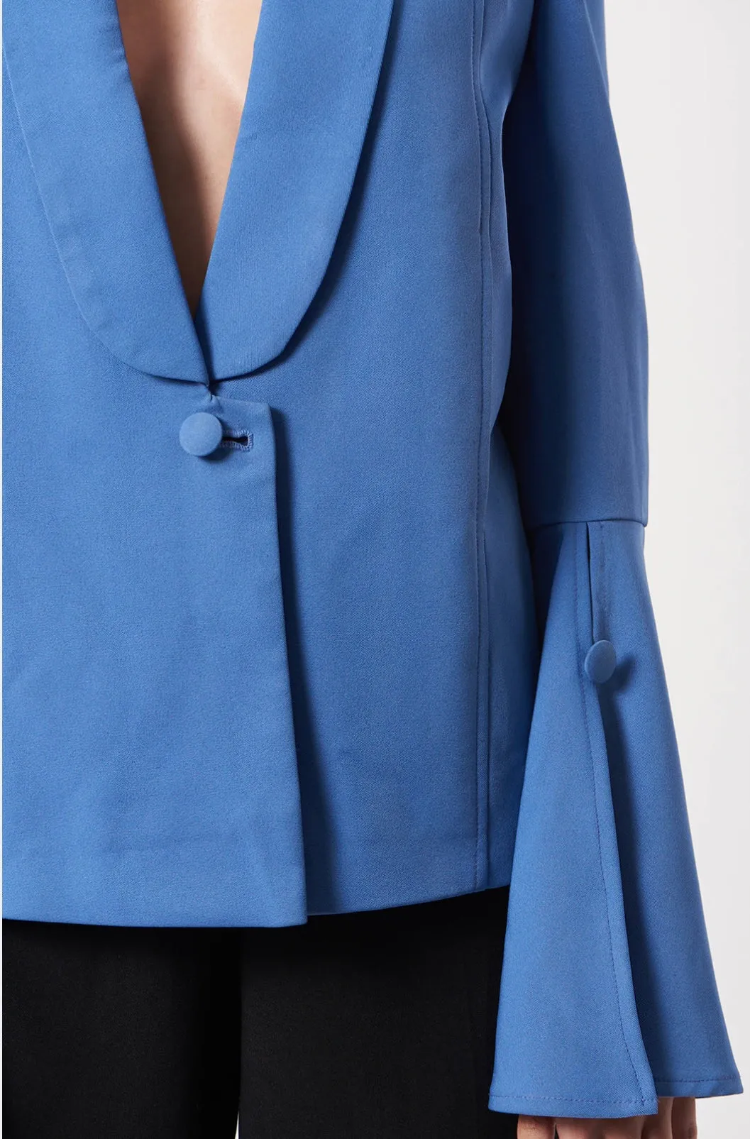 Blue Women's Formal Bell Sleeve blazer