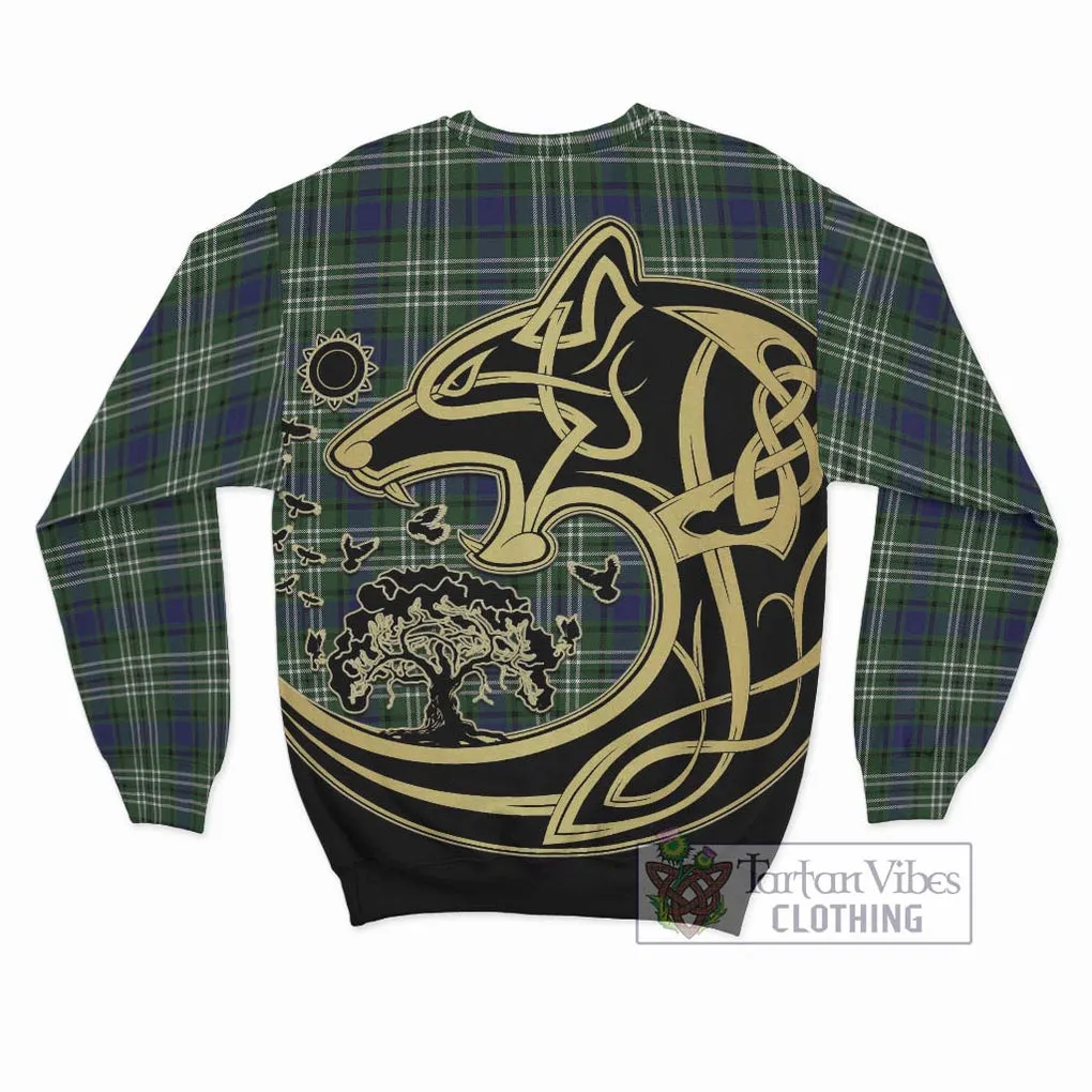 Blyth Tartan Sweatshirt with Family Crest Celtic Wolf Style