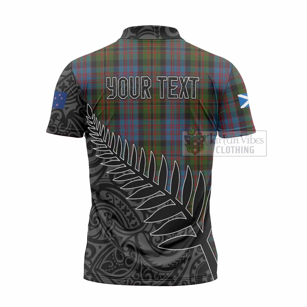 Bowie Crest Tartan Zipper Polo Shirt with New Zealand Silver Fern Half Style