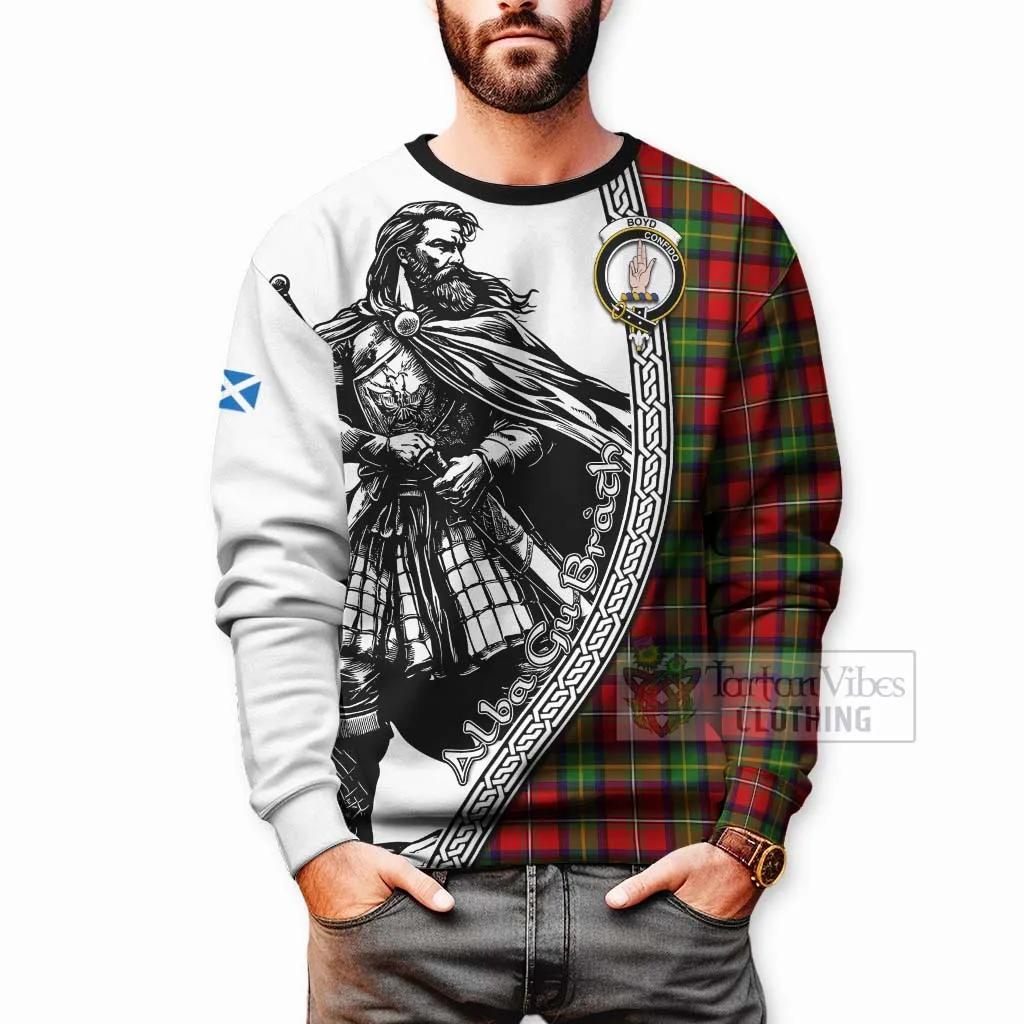 Boyd Tartan Clan Crest Sweatshirt with Highlander Warrior Celtic Style