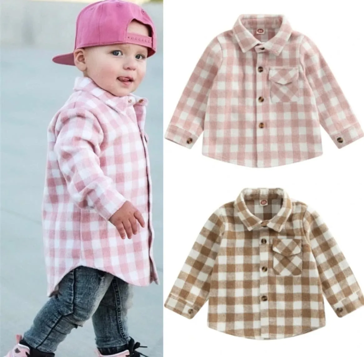 Boys Plaid Cotton Shirt - Brown Check