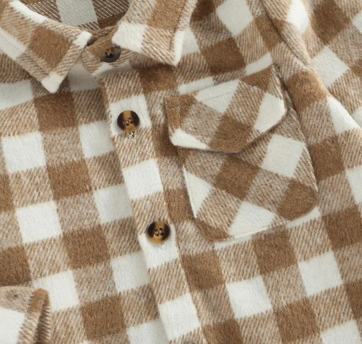 Boys Plaid Cotton Shirt - Brown Check