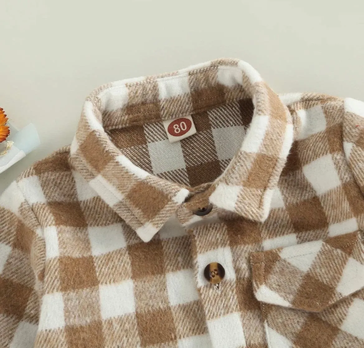 Boys Plaid Cotton Shirt - Brown Check