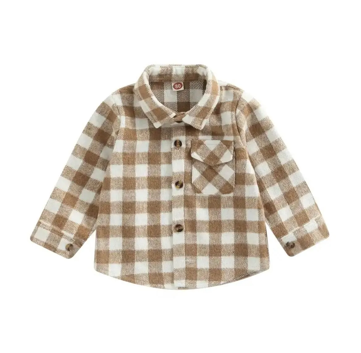 Boys Plaid Cotton Shirt - Brown Check