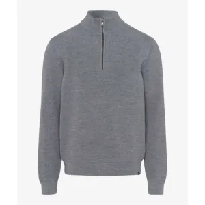 Brax Wool Cotton Steffen Half Zip Jumper 2018 - Platinum