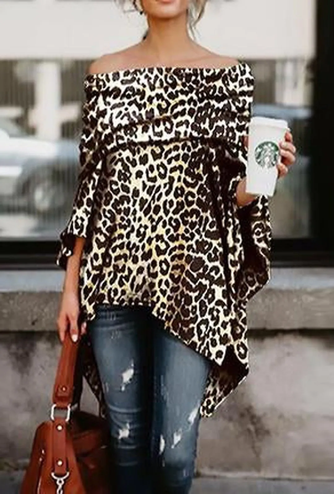 BRIANNA - LEOPARD PONCHO TOP