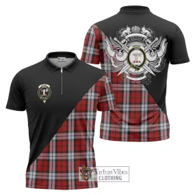 Brodie Dress Tartan Zipper Polo Shirt with Family Crest and Military Logo Style