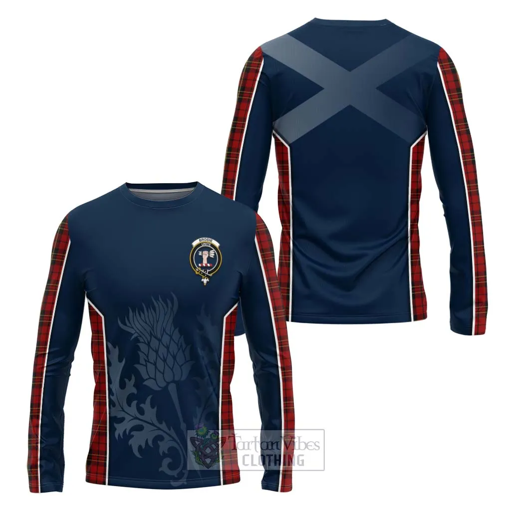 Brodie Tartan Long Sleeve T-Shirt with Family Crest and Scottish Thistle Vibes Sport Style