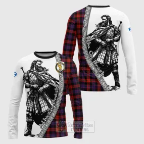 Brown (Broun) Tartan Clan Crest Long Sleeve T-Shirt with Highlander Warrior Celtic Style