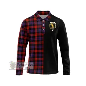 Brown (Broun) Tartan Long Sleeve Polo Shirt with Family Crest and Half Of Me Style