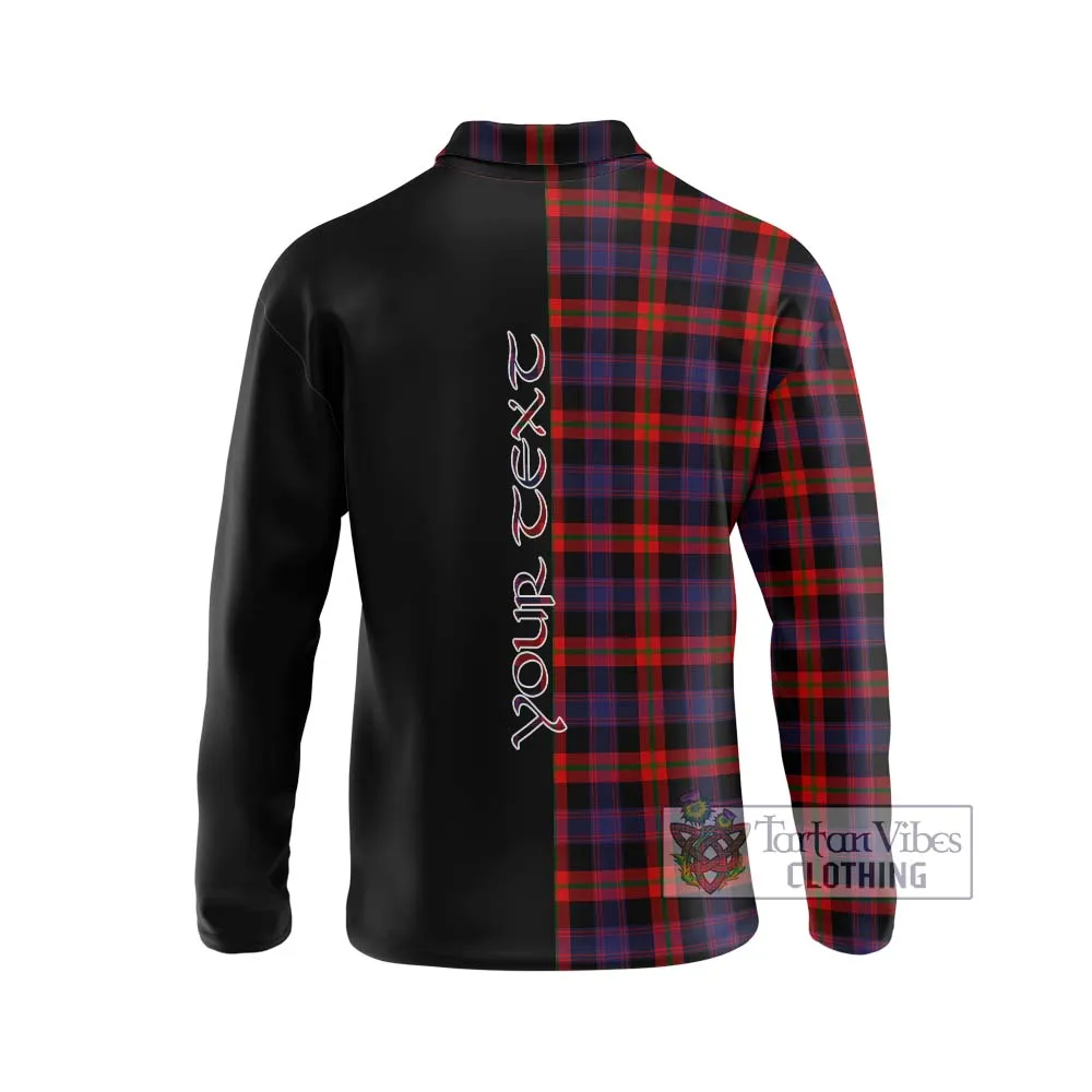 Brown (Broun) Tartan Long Sleeve Polo Shirt with Family Crest and Half Of Me Style