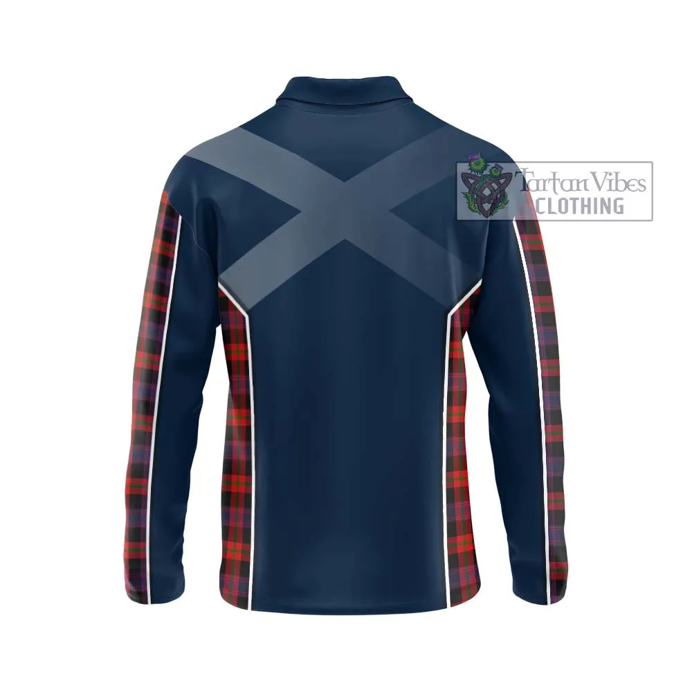 Brown (Broun) Tartan Long Sleeve Polo Shirt with Family Crest and Lion Rampant Vibes Sport Style