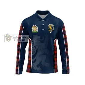 Brown (Broun) Tartan Long Sleeve Polo Shirt with Family Crest and Lion Rampant Vibes Sport Style