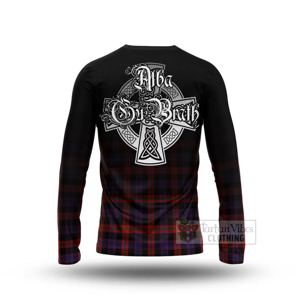 Brown (Broun) Tartan Long Sleeve T-Shirt Featuring Alba Gu Brath Family Crest Celtic Inspired