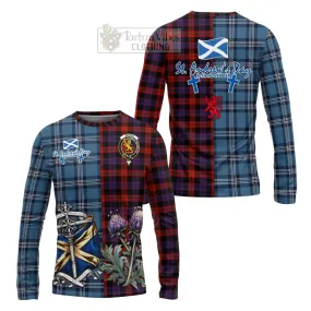 Brown (Broun) Tartan Long Sleeve T-Shirt Happy St. Andrew's Day Half Tartan Style