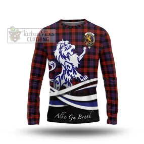 Brown (Broun) Tartan Long Sleeve T-Shirt with Alba Gu Brath Regal Lion Emblem