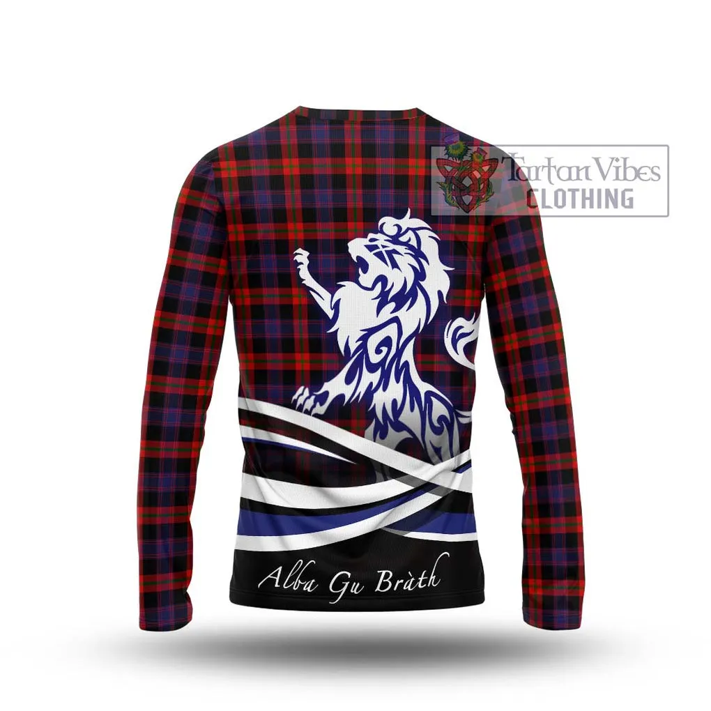 Brown (Broun) Tartan Long Sleeve T-Shirt with Alba Gu Brath Regal Lion Emblem