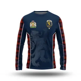 Brown (Broun) Tartan Long Sleeve T-Shirt with Family Crest and Lion Rampant Vibes Sport Style