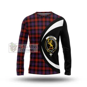 Brown (Broun) Tartan Long Sleeve T-Shirt with Family Crest Circle Style