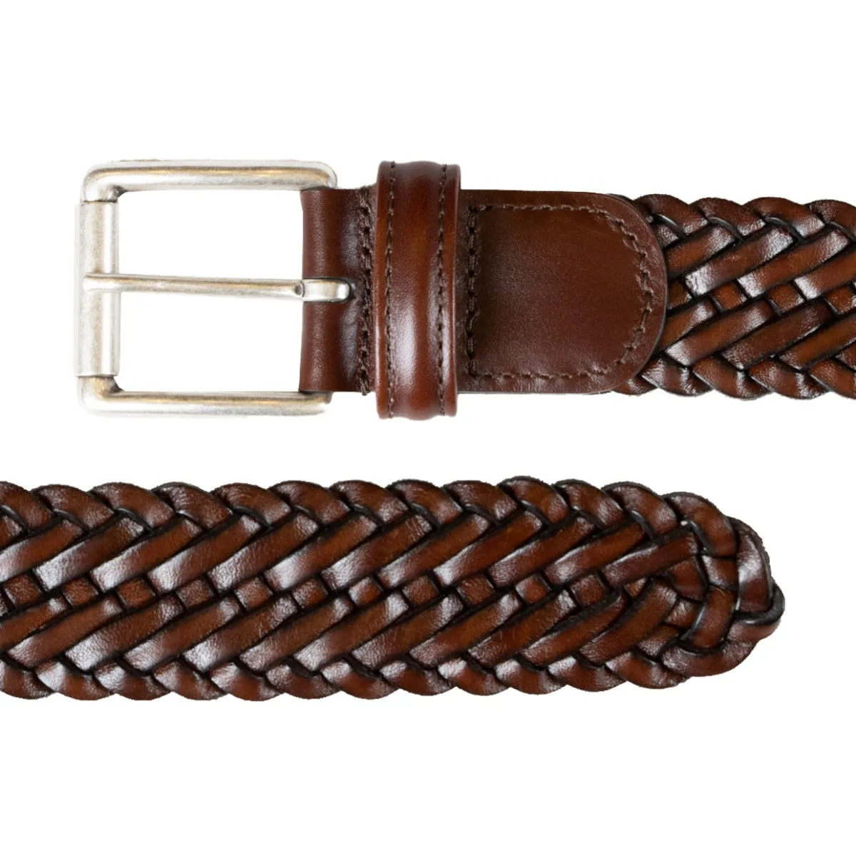 Brown Woven Leather Belt