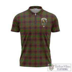 Buchan Tartan Zipper Polo Shirt with Family Crest