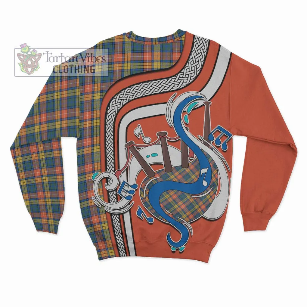 Buchanan Ancient Tartan Sweatshirt with Epic Bagpipe Style