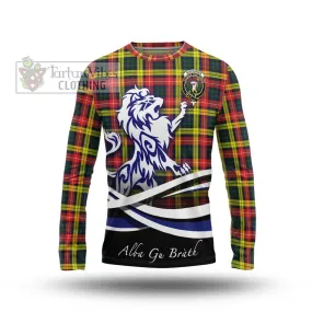 Buchanan Modern Tartan Long Sleeve T-Shirt with Alba Gu Brath Regal Lion Emblem