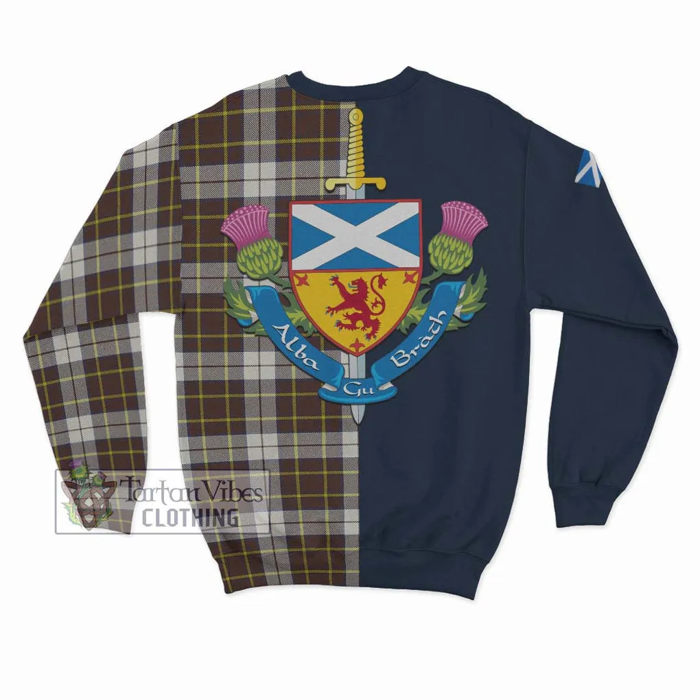 Burns Battalion Weathered Tartan Sweatshirt Alba with Scottish Lion Royal Arm Half Style