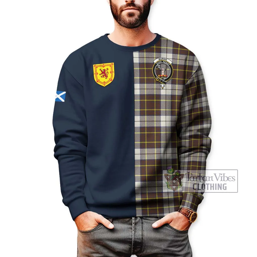 Burns Battalion Weathered Tartan Sweatshirt Alba with Scottish Lion Royal Arm Half Style