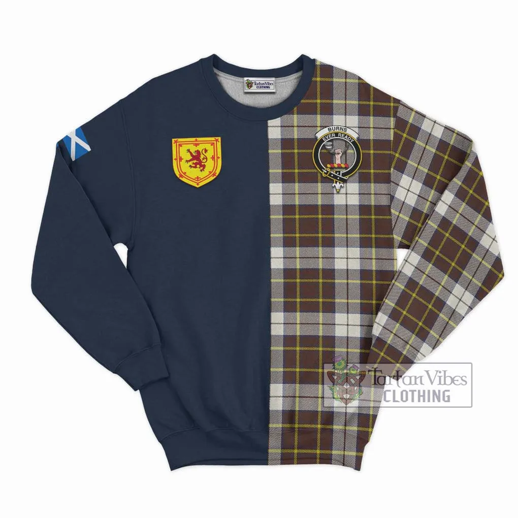 Burns Battalion Weathered Tartan Sweatshirt Alba with Scottish Lion Royal Arm Half Style