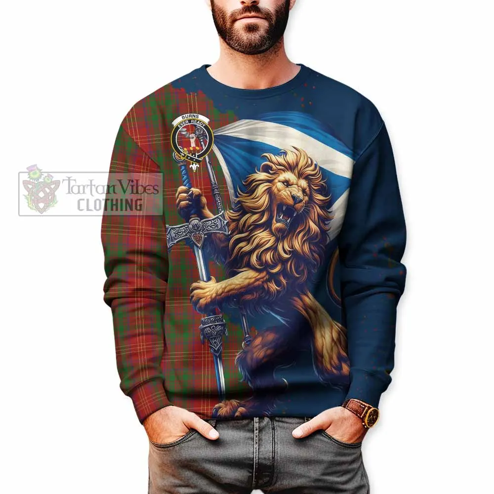 Burns Tartan Family Crest Sweatshirt with Scottish Majestic Lion