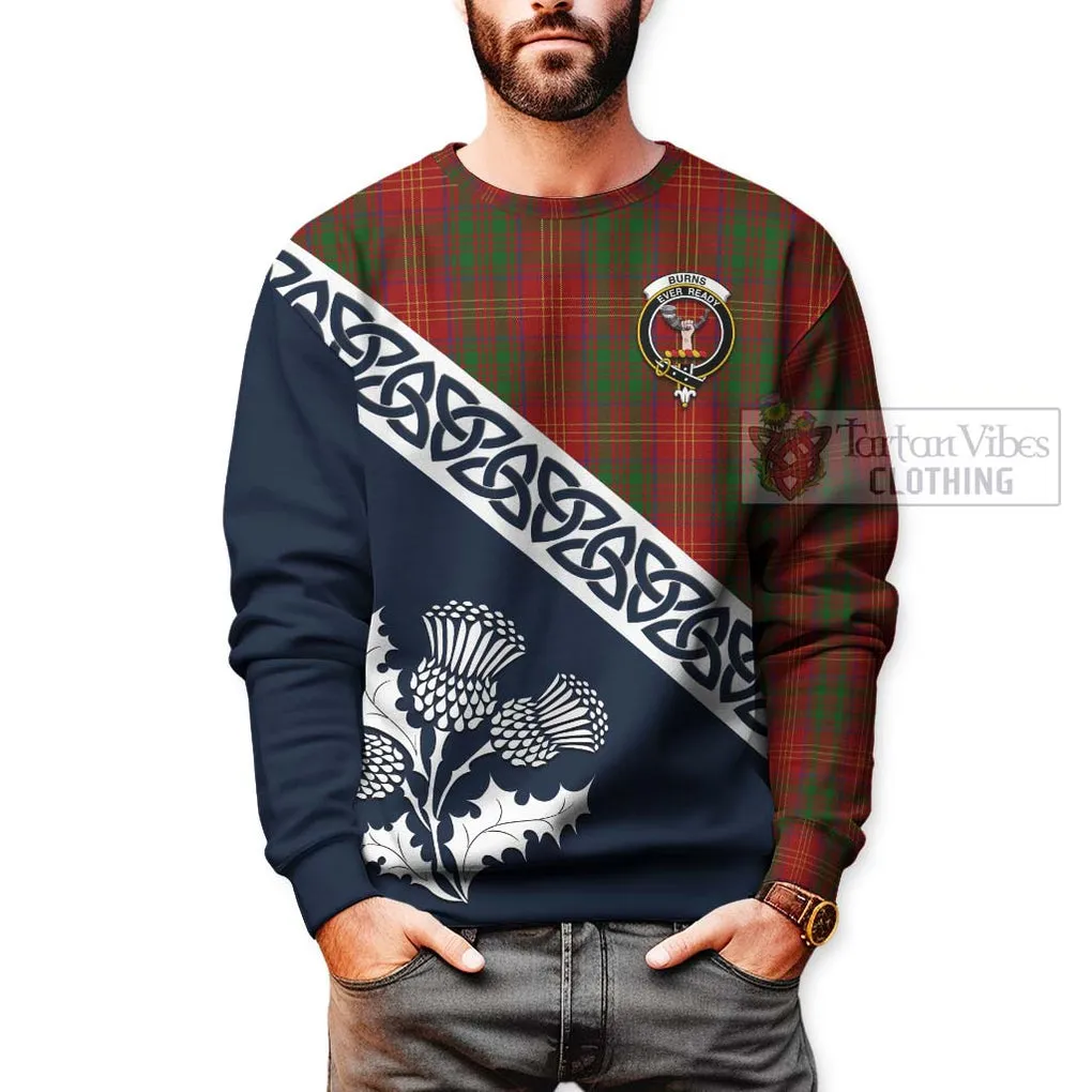 Burns Tartan Sweatshirt Featuring Thistle and Scotland Map