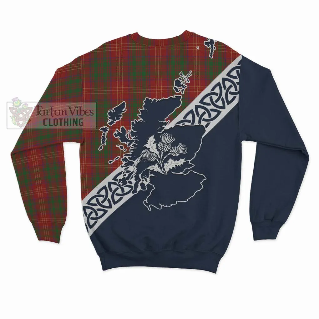 Burns Tartan Sweatshirt Featuring Thistle and Scotland Map