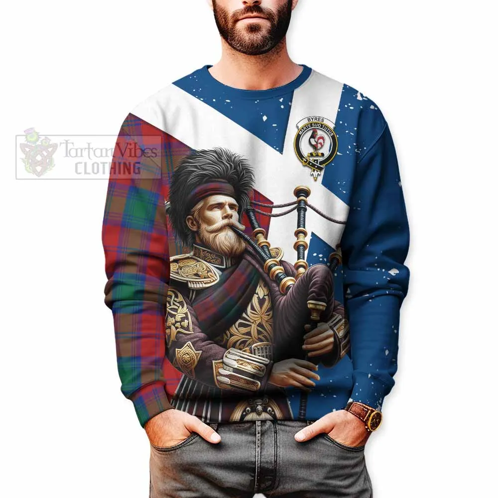 Byres (Byses) Tartan Sweatshirt with Family Crest Scottish Bagpiper Vibes