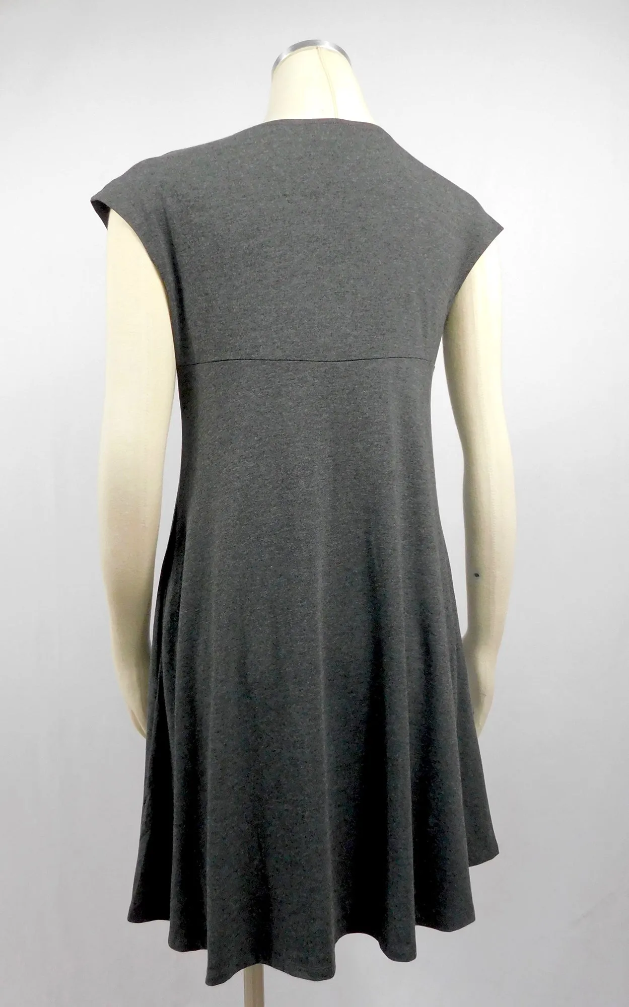 Cap Sleeve Tunic Dress w/pockets - Charcoal Bamboo