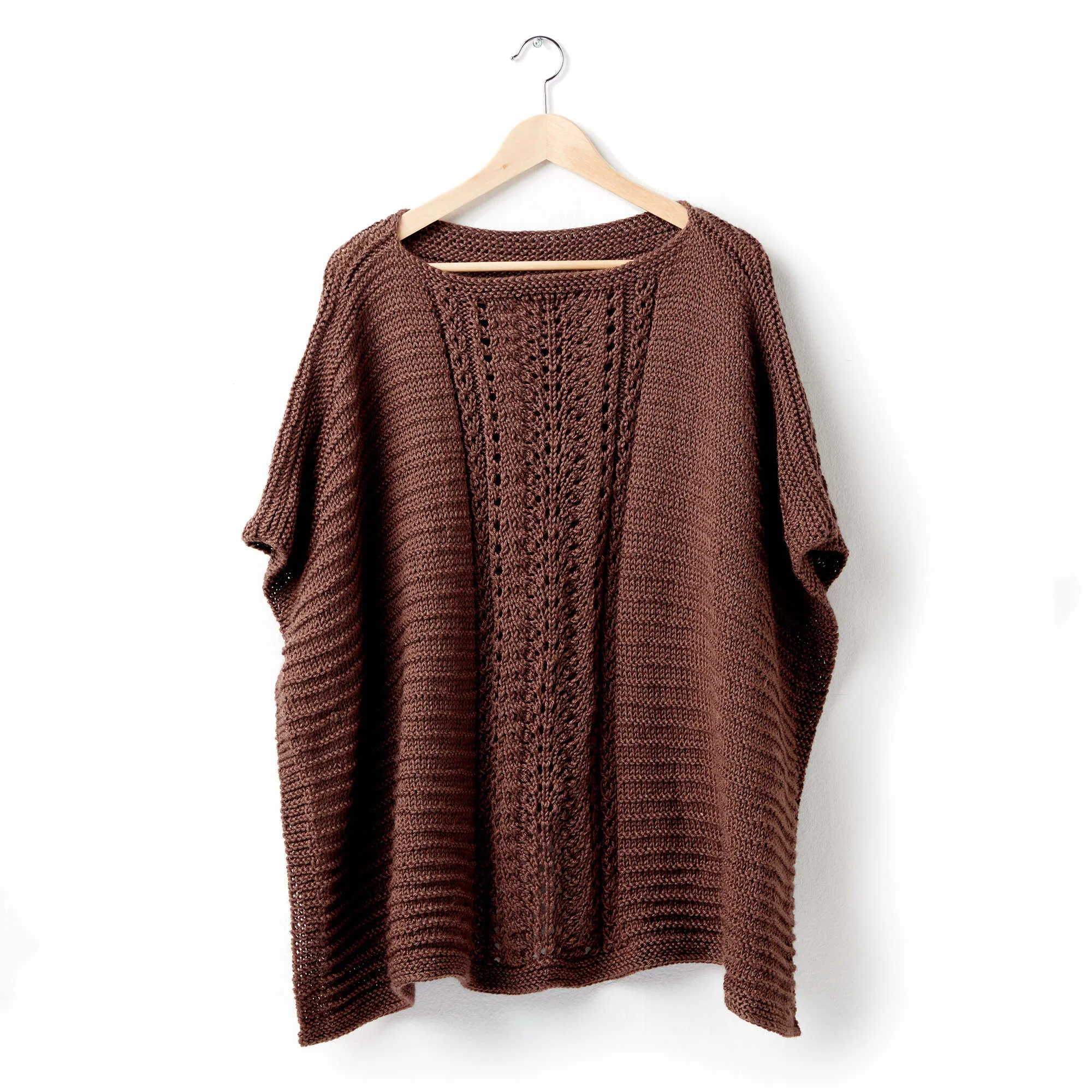 Caron Lace Panel Knit Poncho