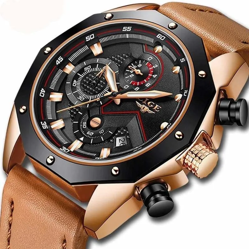 Casual Leather Military Waterproof Sports Watch