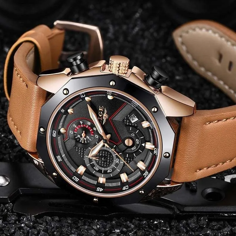 Casual Leather Military Waterproof Sports Watch