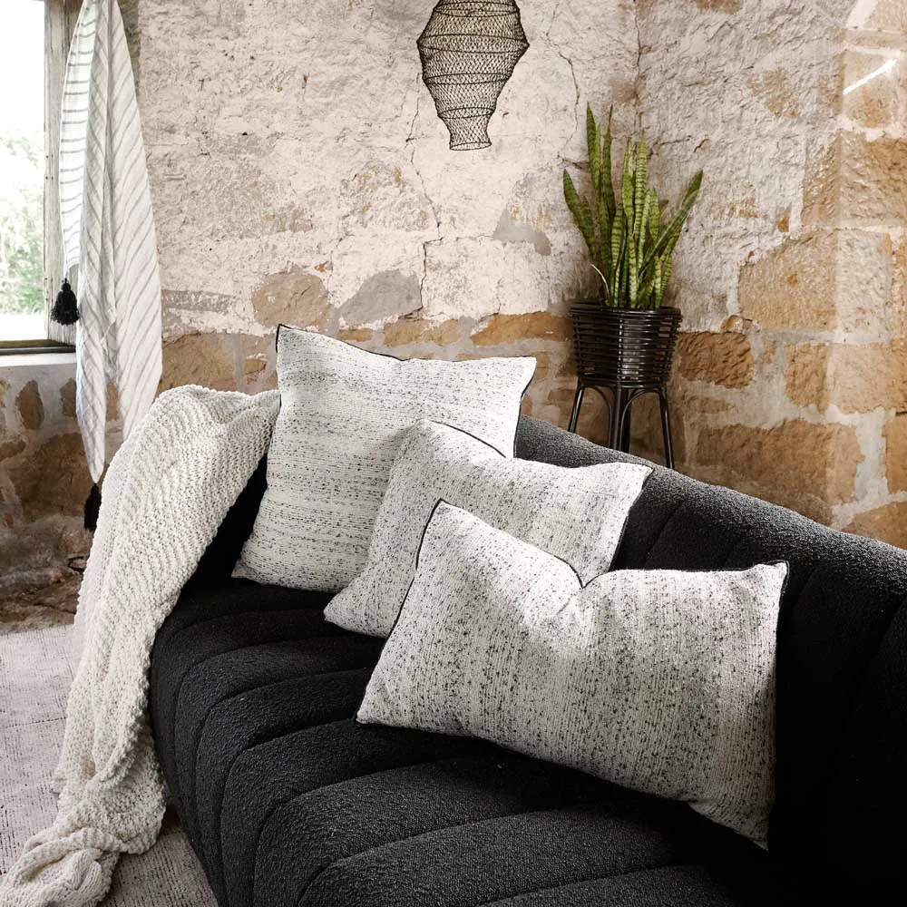 Chia Cushion - Off White w' Black Detail