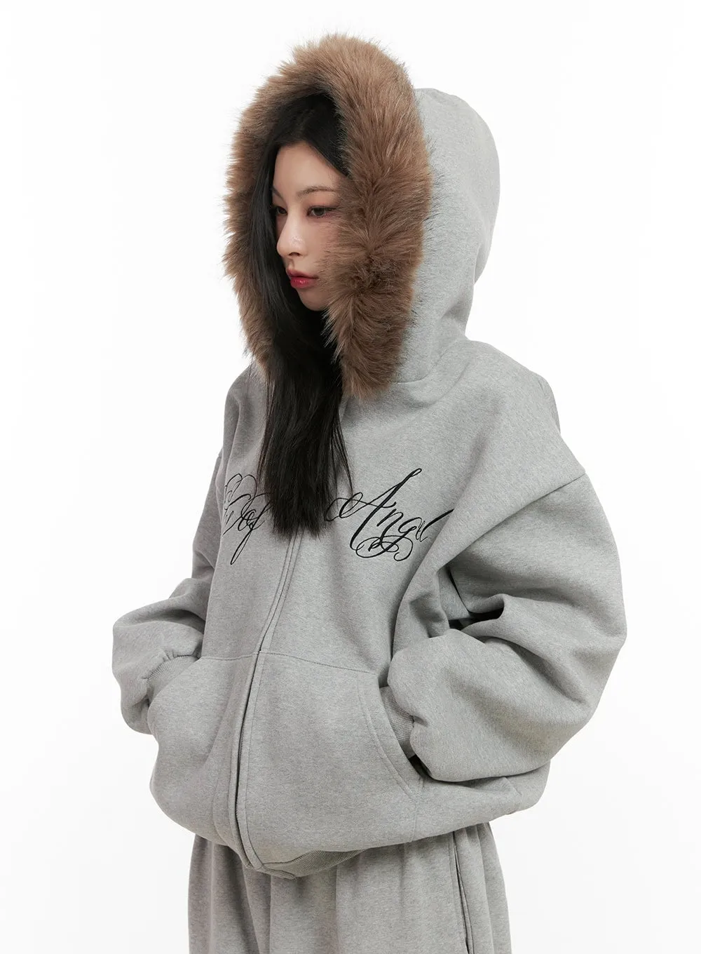 Chic Fur Zip-Up Hoodie CN416