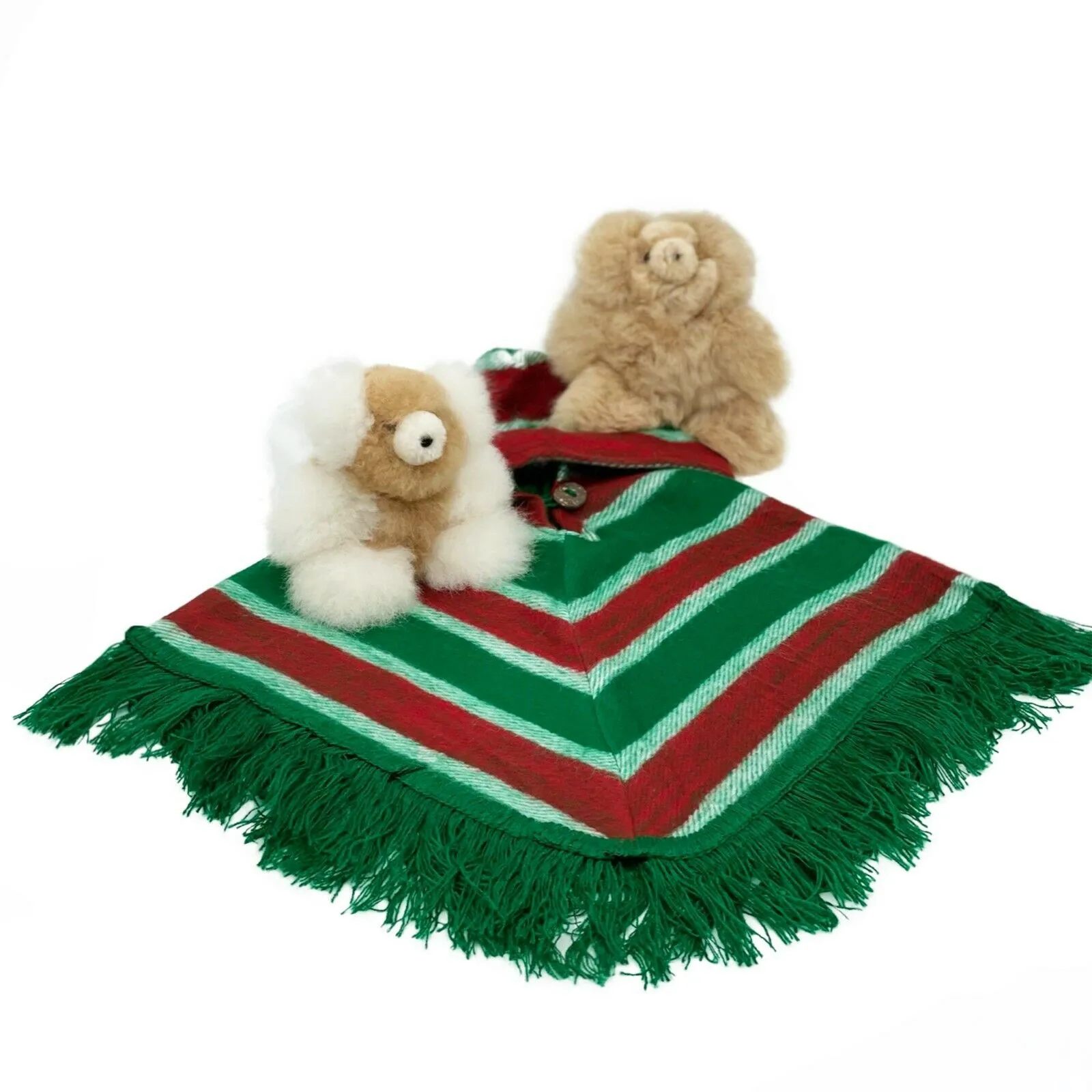 Christmas Elf Pyjama baby alpaca hooded poncho costume - striped green/red - Adult/Kids sizes