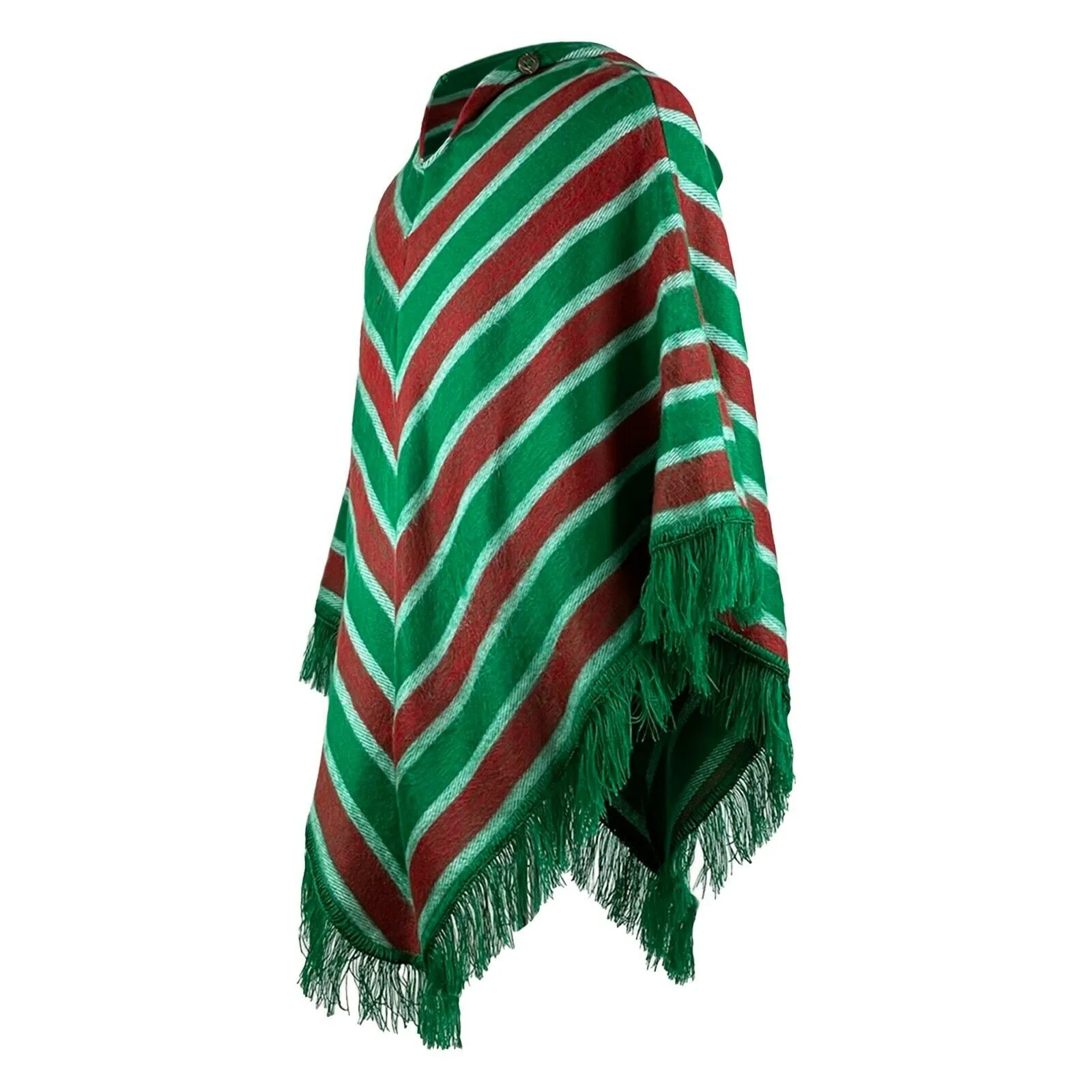 Christmas Elf Pyjama baby alpaca hooded poncho costume - striped green/red - Adult/Kids sizes