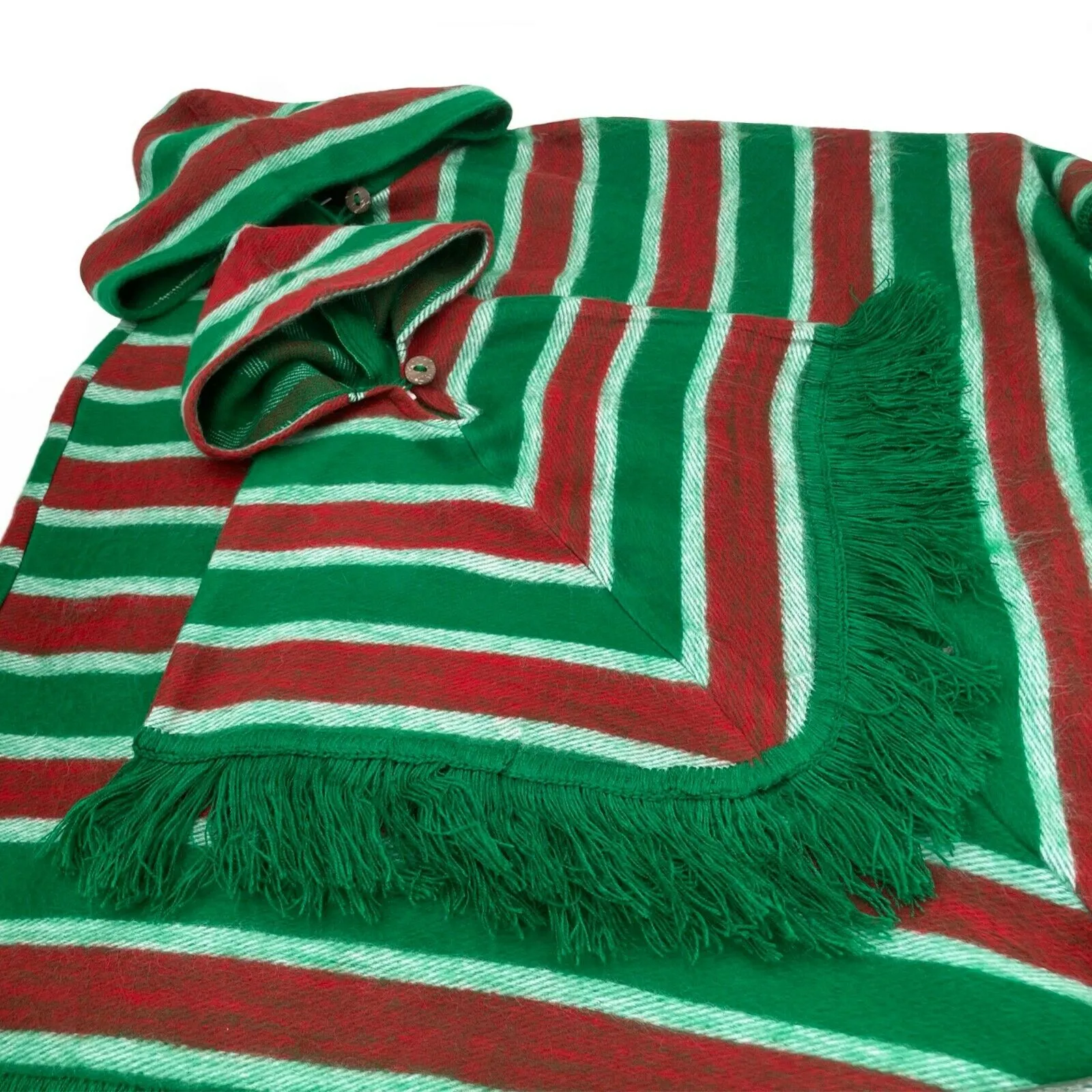 Christmas Elf Pyjama baby alpaca hooded poncho costume - striped green/red - Adult/Kids sizes