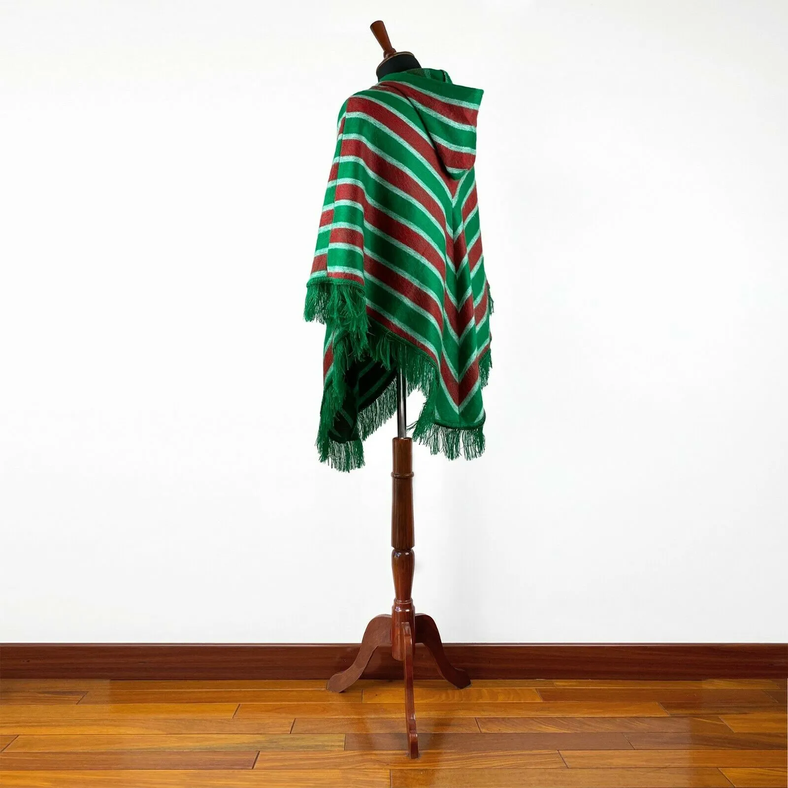 Christmas Elf Pyjama baby alpaca hooded poncho costume - striped green/red - Adult/Kids sizes