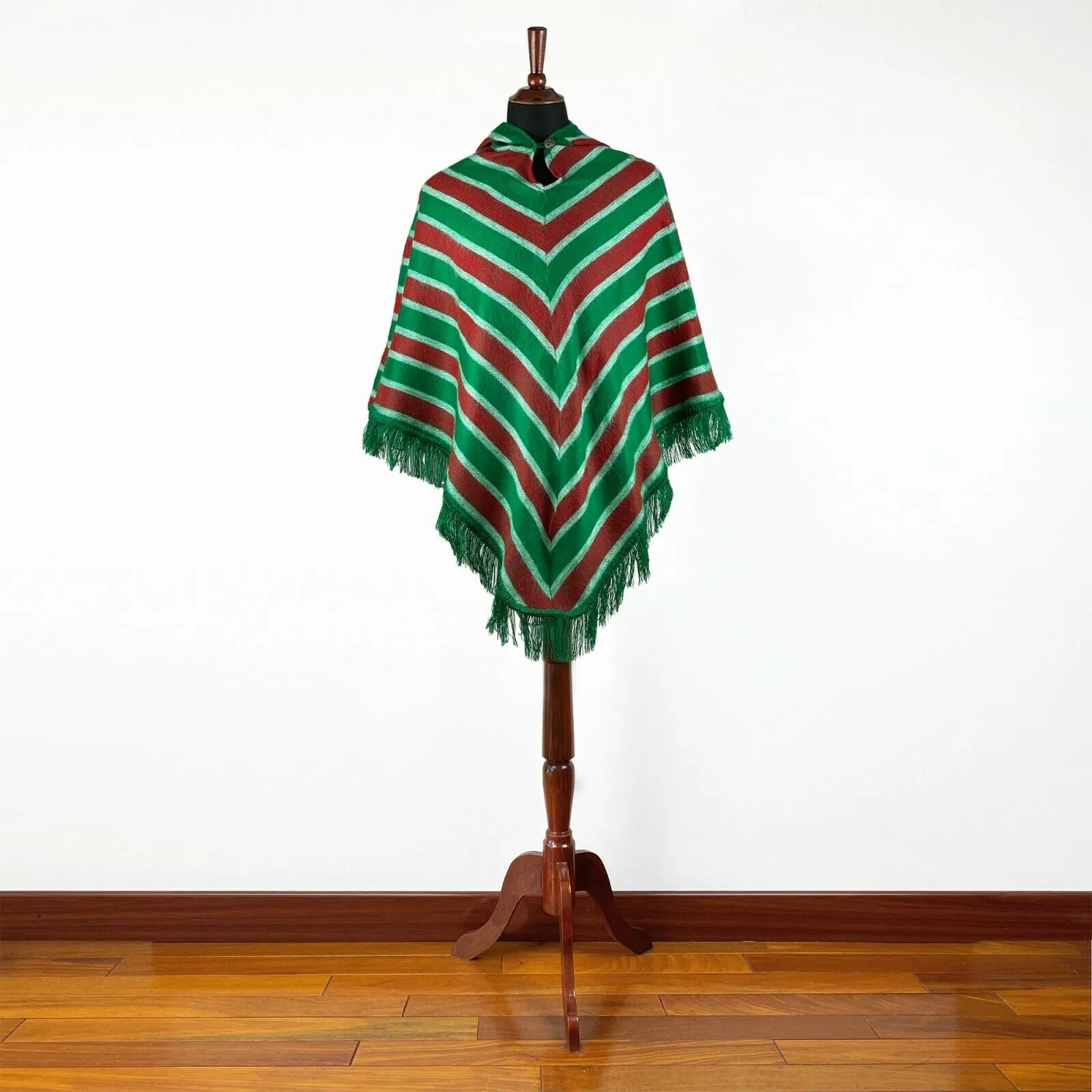 Christmas Elf Pyjama baby alpaca hooded poncho costume - striped green/red - Adult/Kids sizes