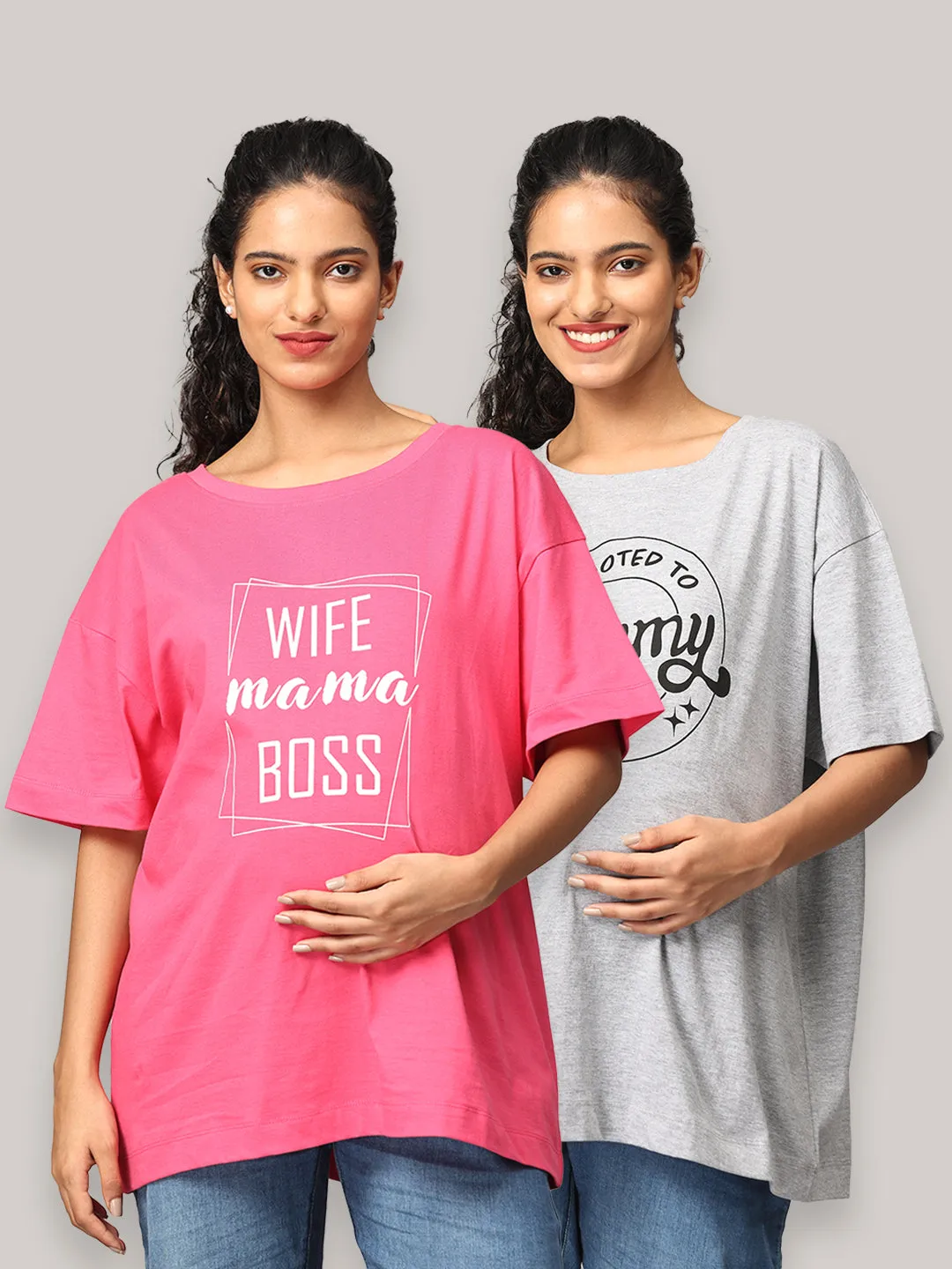 Combo Of 2 Oversized Mumma T shirts