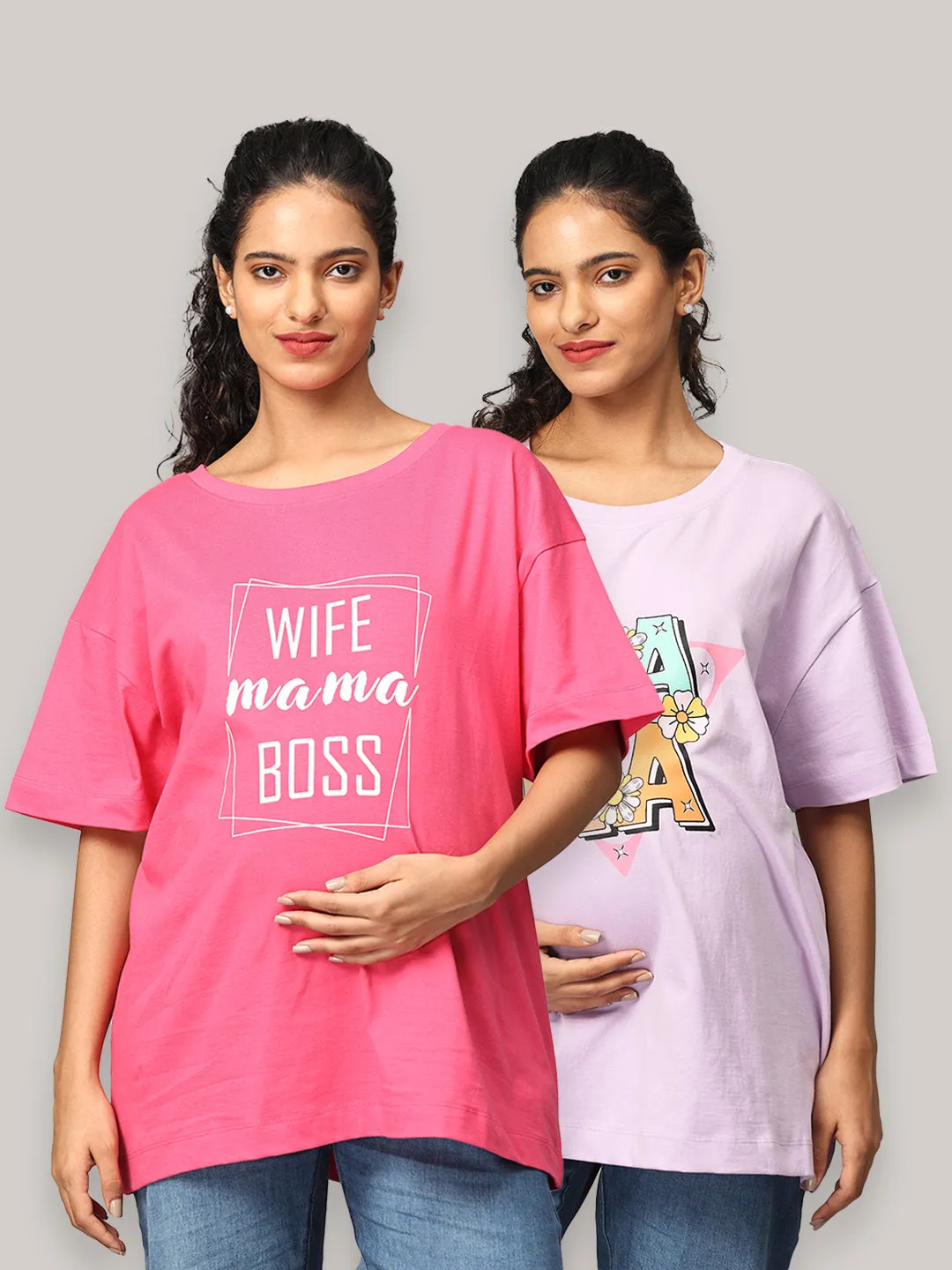 Combo Of 2 Oversized Mumma T shirts