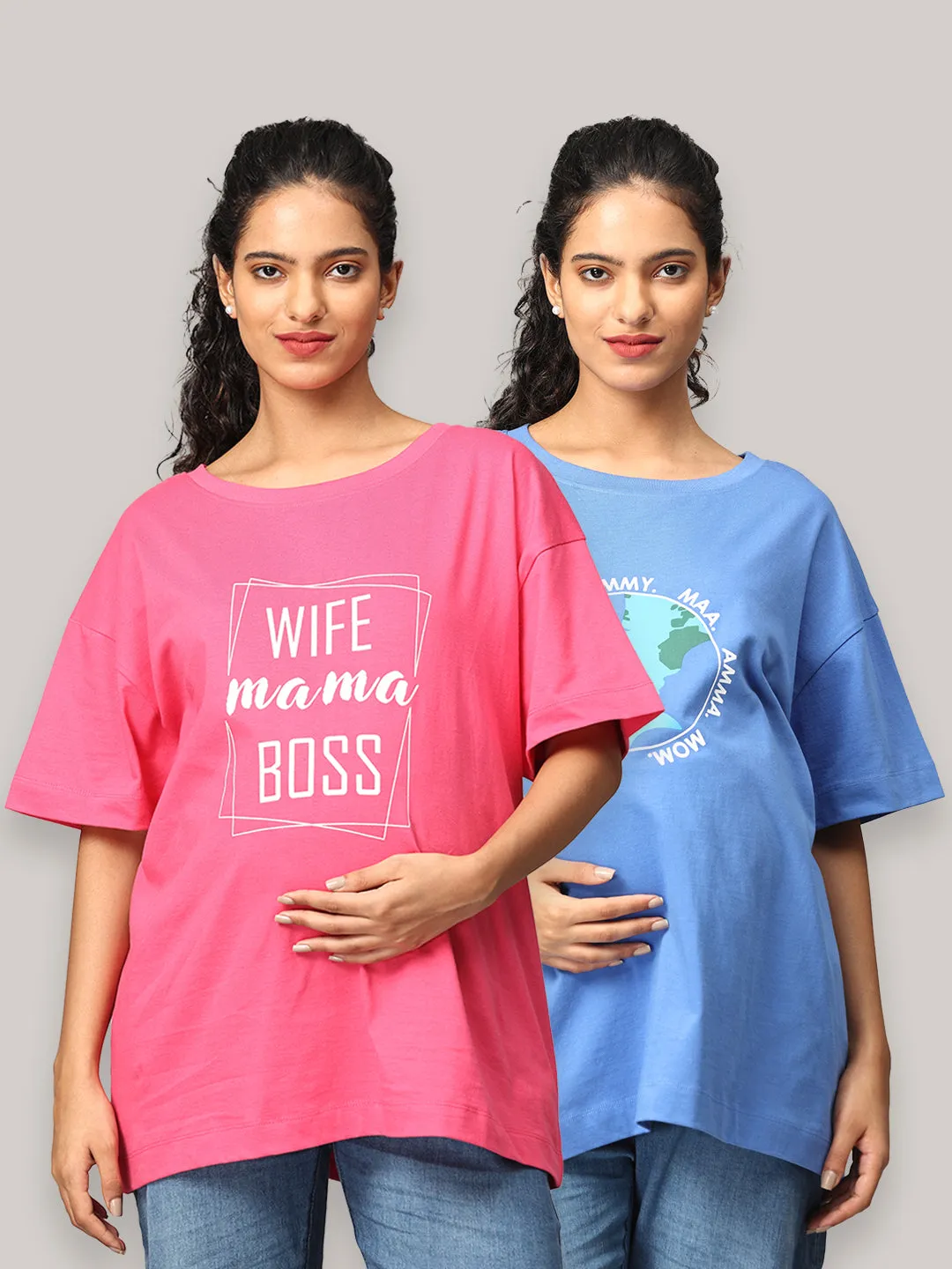 Combo Of 2 Oversized Mumma T shirts