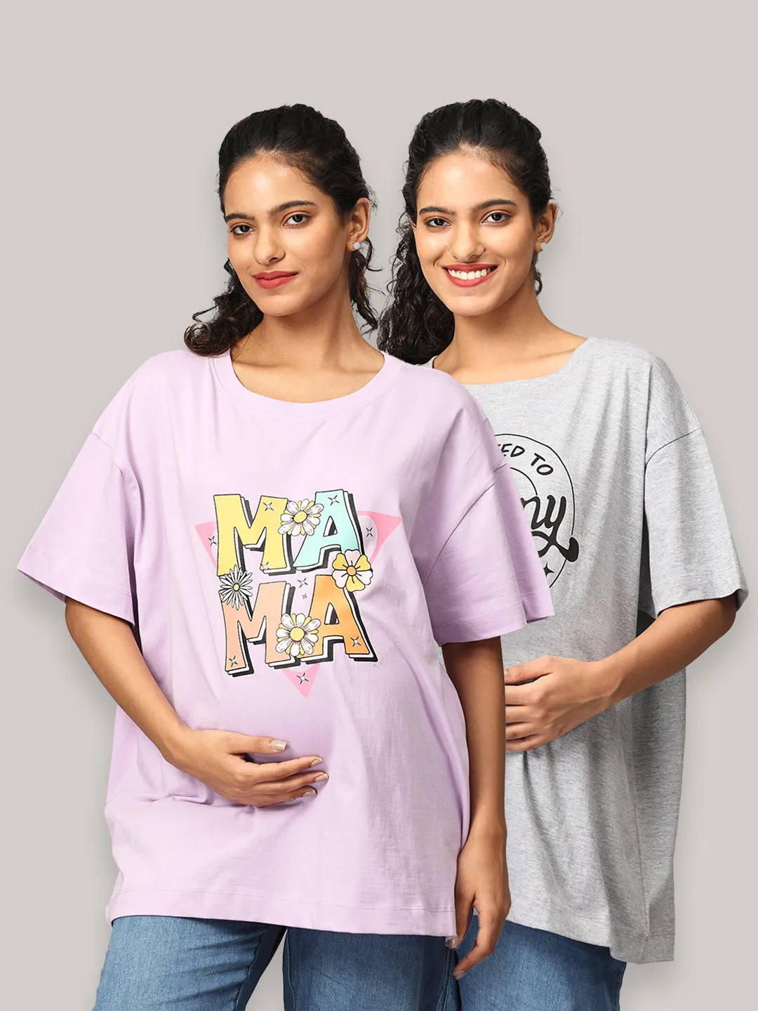 Combo Of 2 Oversized Mumma T shirts