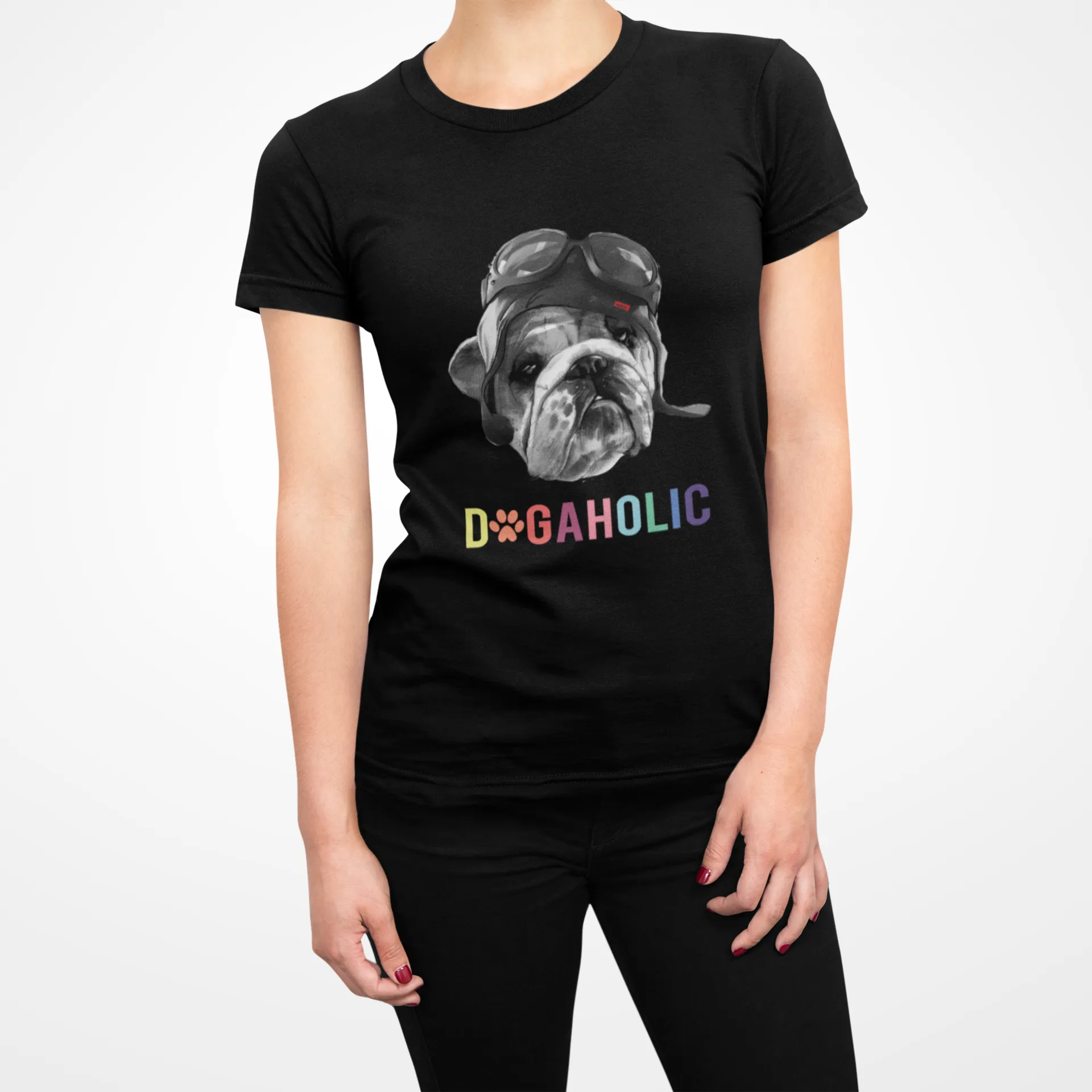 Cool Dog Graphic T Shirt for Young Adult Girls D30